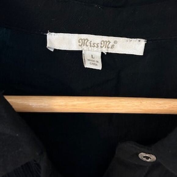 Miss Me Black Embroidered Button up Mini Dress Birds Western Cowgirl Y2K LARGE - Picture 4 of 10